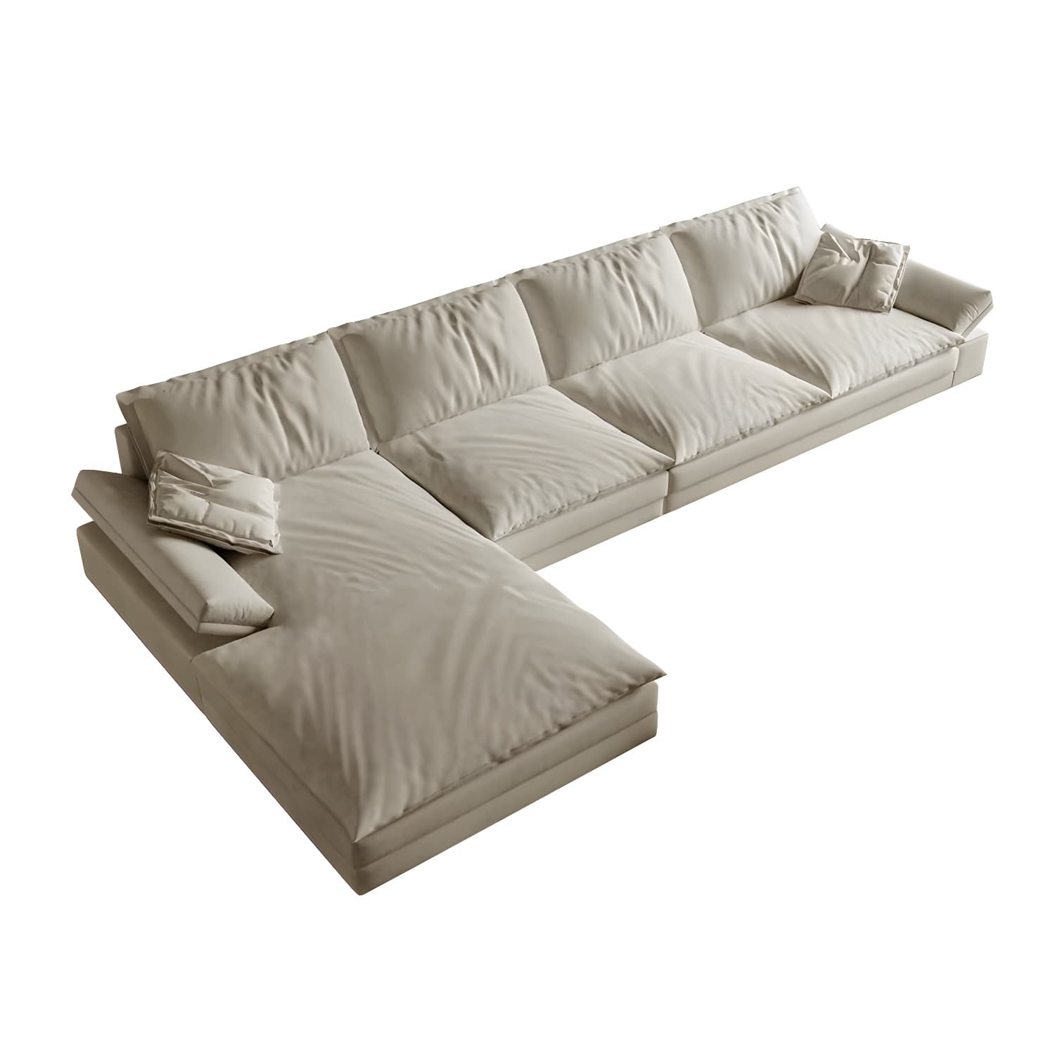 Beige Stationary Modern Sectional Sofa with Pillow Top Arm and Cushion Back - image 5