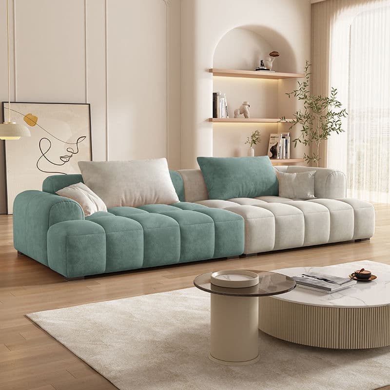 Vibrant Peony/Cerulean/Tangerine Color Sofa Couch with Round Arm and Concealed Support - image 22