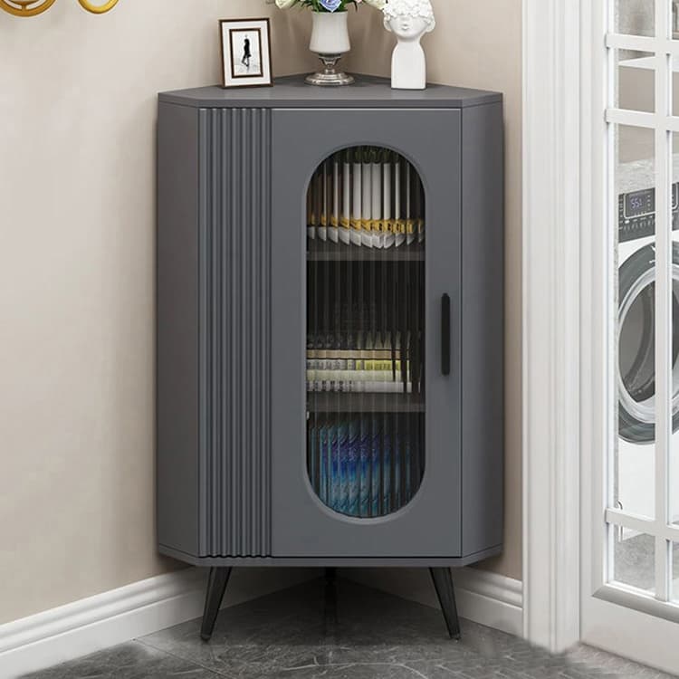 Elegant Corner Modern Accent Cabinet with Glass Doors and Metal Base - image 4