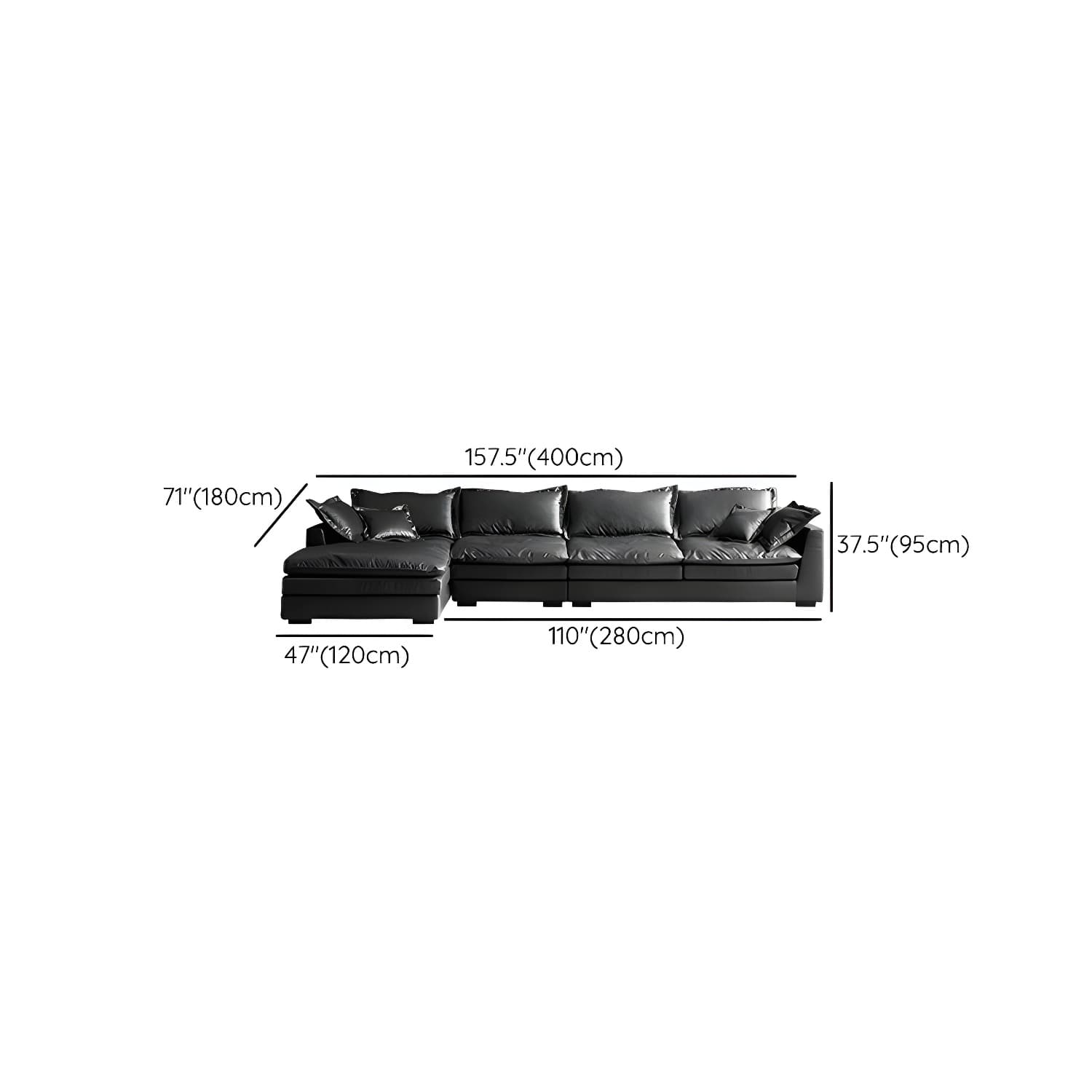 Modern Black Stationary Sectional Sofa with Wood Frame and Tech Cloth Upholstery - image 31