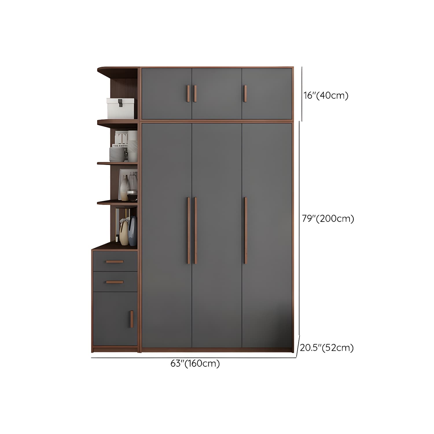 Traditional Wood Wardrobe Armoire with Drawers, Shelves, and Clothing Rod - image 17