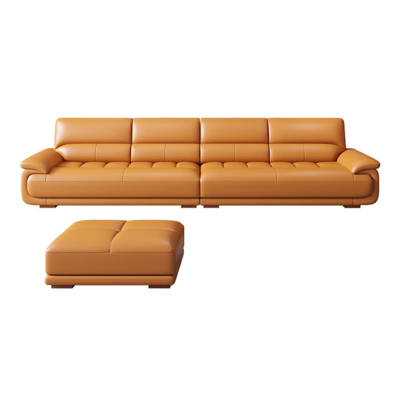 Modern Orange Genuine Leather Sectional Sofa with Wood Frame and Pillow Top Arms - image 13