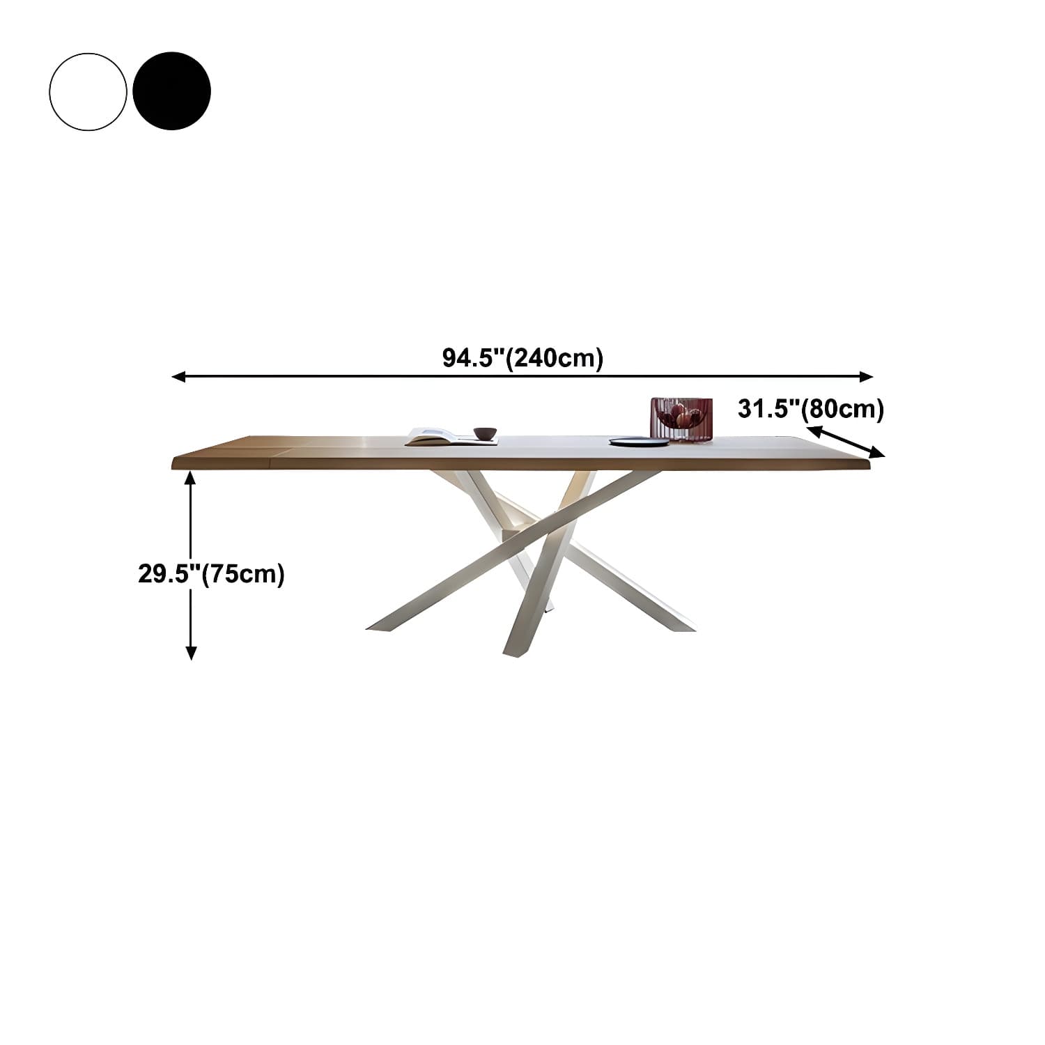 Rectangle Pedestal Luxury Dining Table Solid Wood Fixed Table for Home - image 16