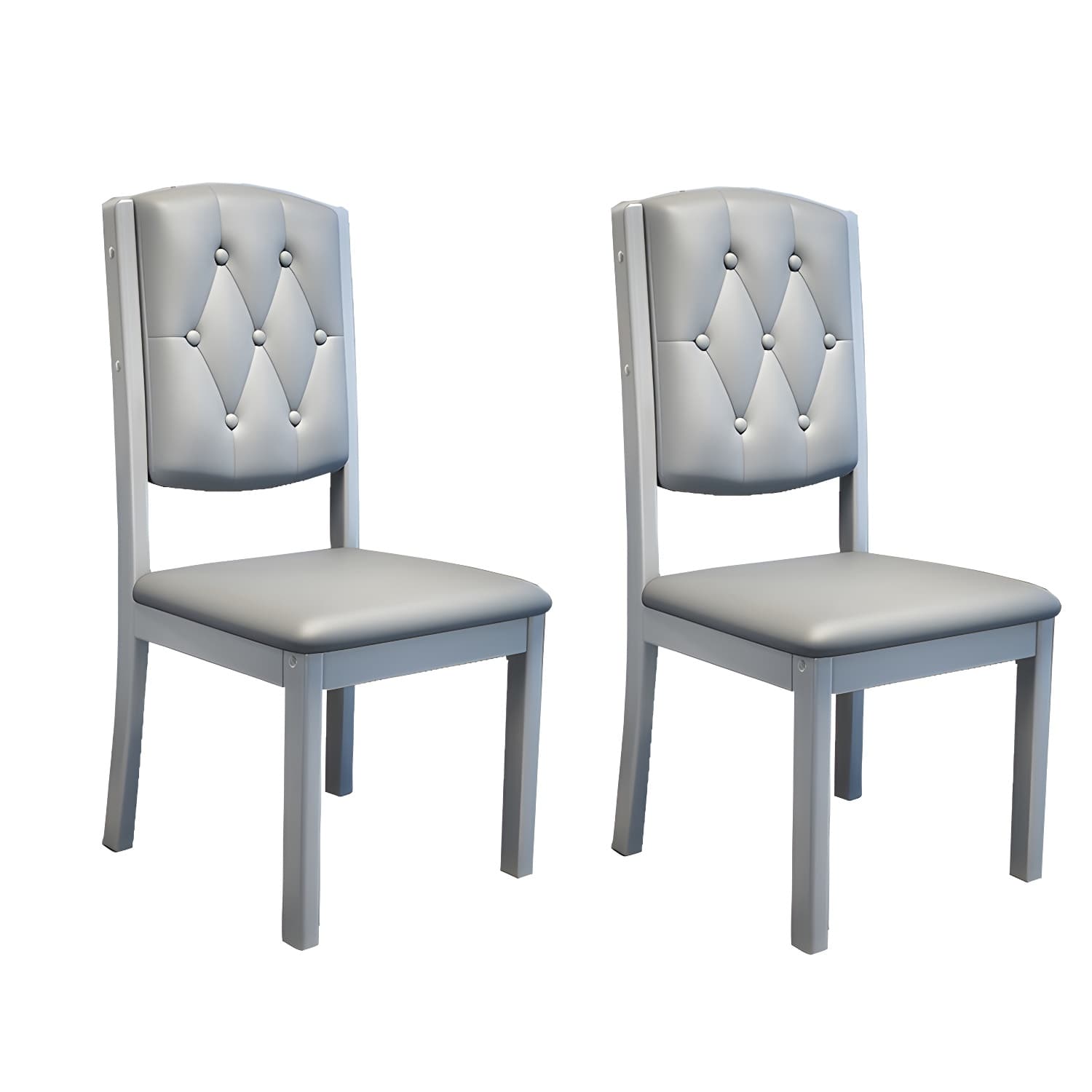 Matte Finish Leather Side Chair with Solid Wood Base for Home - image 4