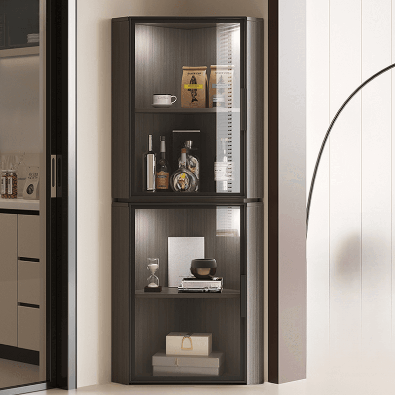 Nook Detached Accent Cabinet with Damp-proof and Scratch-immune Features, Glazed Door, Grip Bars, and Midnight Black/Chalk/Sepia Top