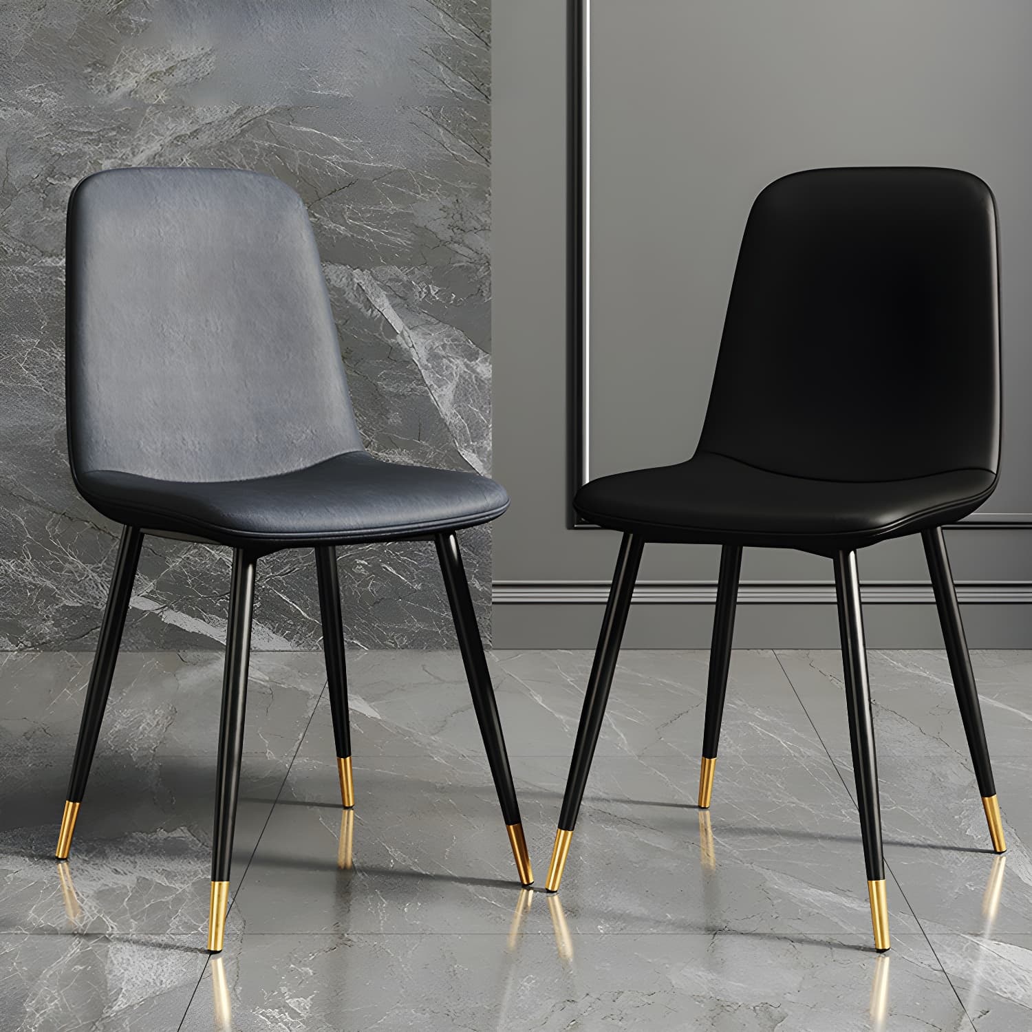 Faux Leather Dining Side Chair with Metal Frame and Low Back - image 9