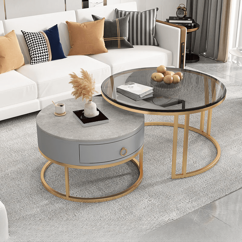 Nested Coffee Table with Rounded Top and Structured Base for Foyer Use - image 3