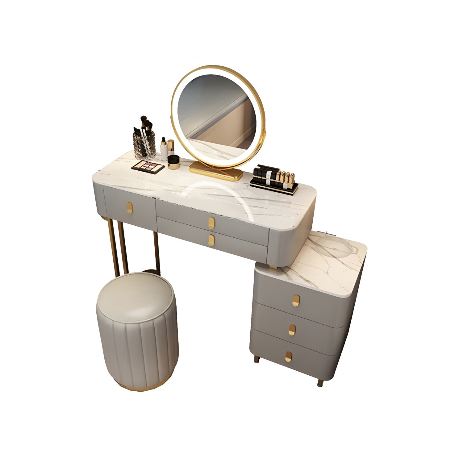 Lighted Mirror Makeup Vanity Desk Storage Box Makeup Vanity Set with Drawer - image 15