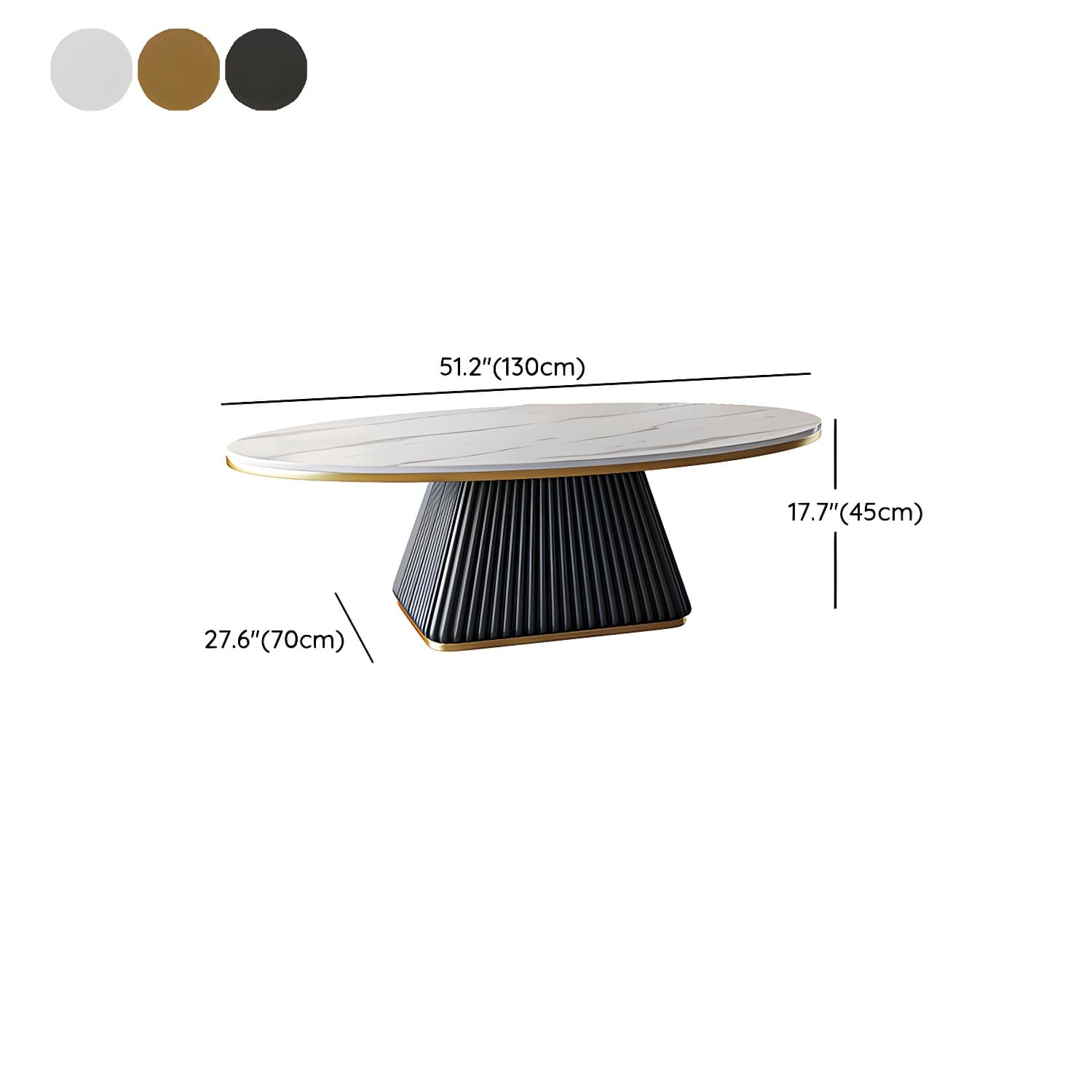 Glam Single Coffee Table Oval Pedestal Coffee Cocktail Table - image 25