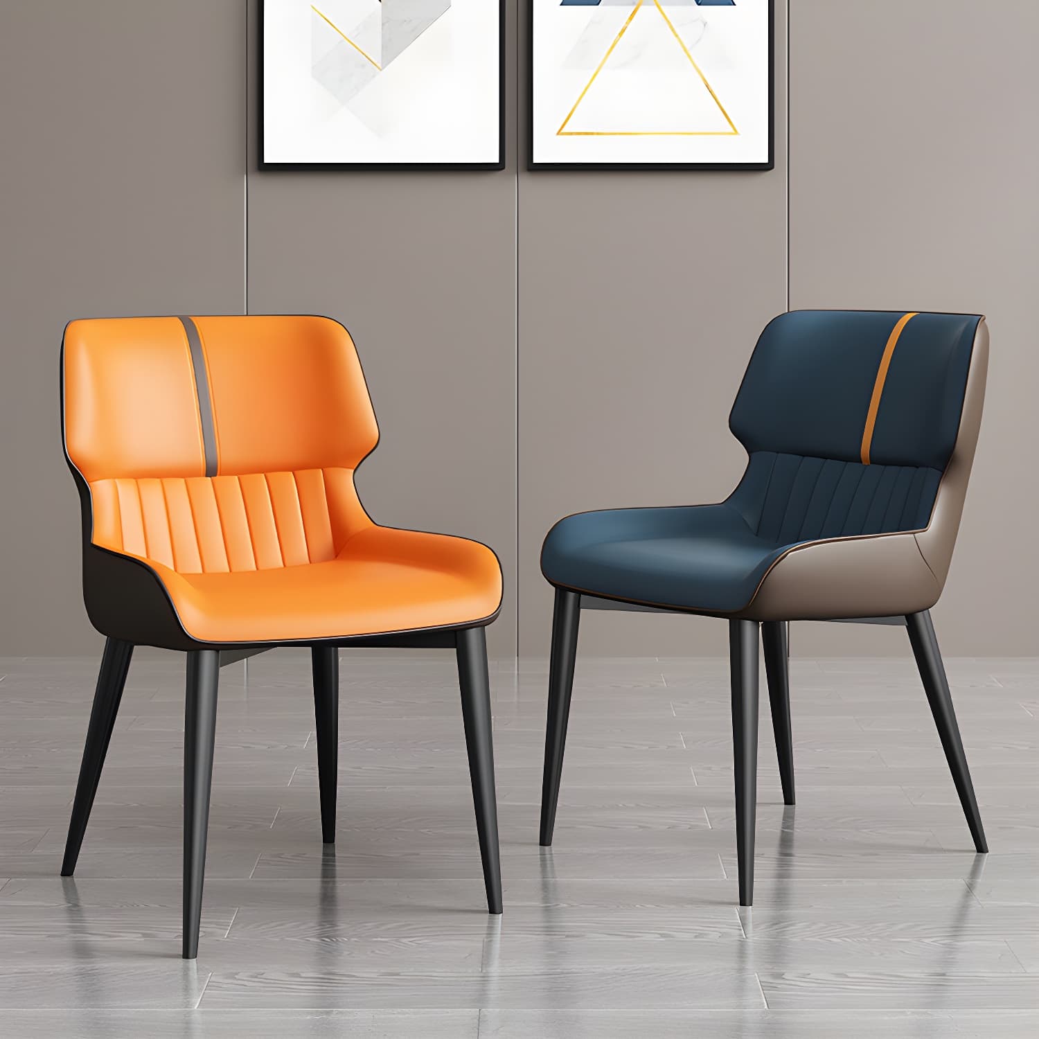 Contemporary Home Wingback Side Chair Matte Finish Leather Dining Chair - image 9