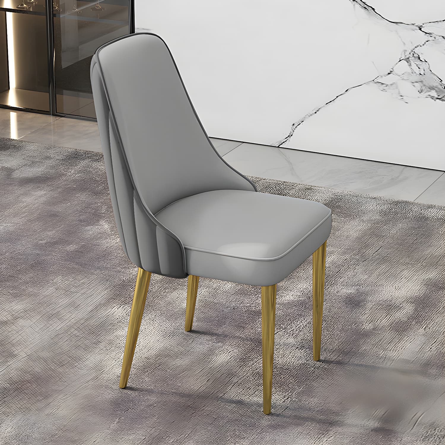 Glam Style Side Chair PU Leather Dining Chair for Living Room - image 3