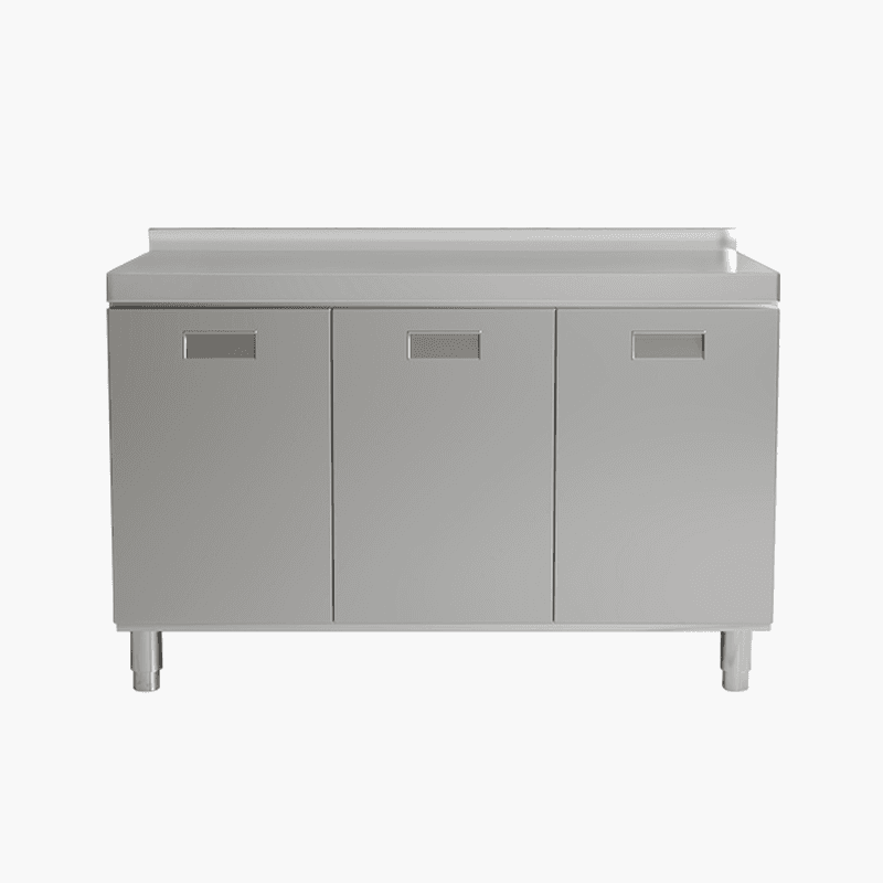 Simple Chrome Standard/Narrow Buffet Table with Alloy Countertop, 3 Doors/4 Doors/2 Doors, 4 Shelves/Three Internal Shelves/2 Shelves, and Functional Storage Cabinet