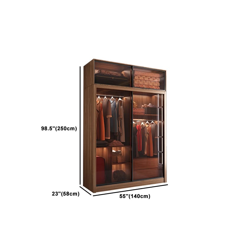 Simple Unfinished Color Wooden Wardrobe Armoire with Hanging Rod, Interior Shelves, Soft Close Drawer & Soft Close Door - image 25