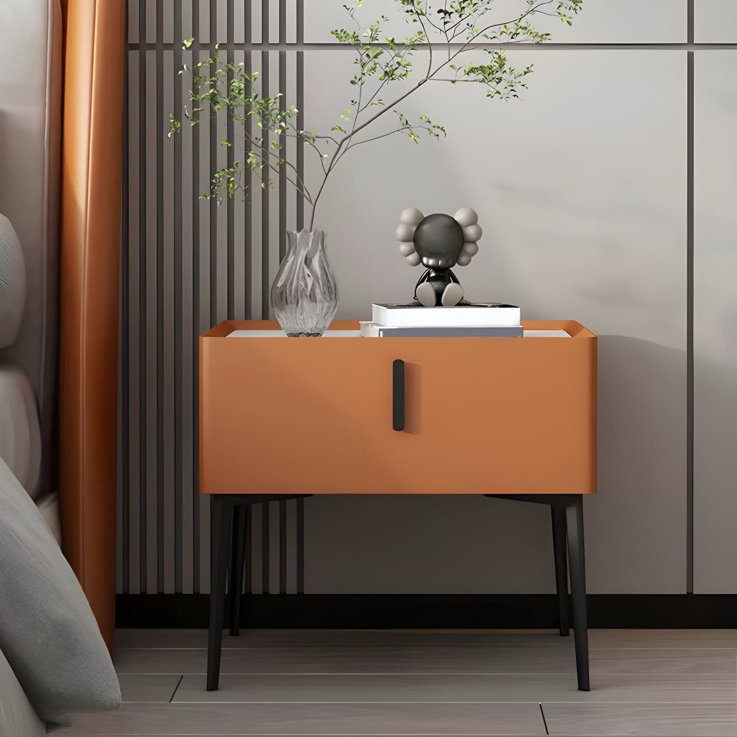 Contemporary 1 Drawer Accent Table Nightstand Antique Finish Bed Nightstand - image 6