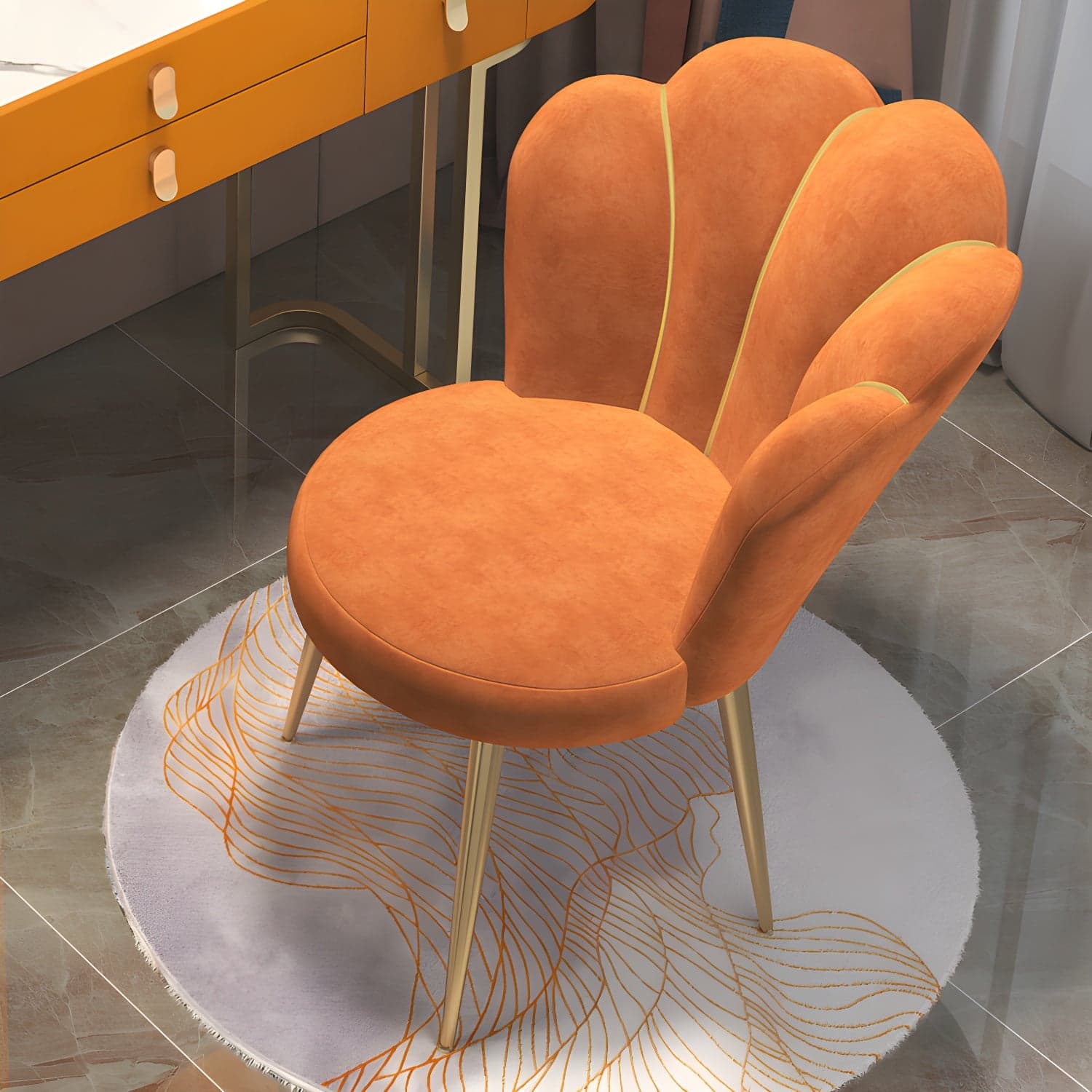 Nordic Metal Dining Room Chair Upholstered Linen Fabric Velvet Armless Single Chair - image 7