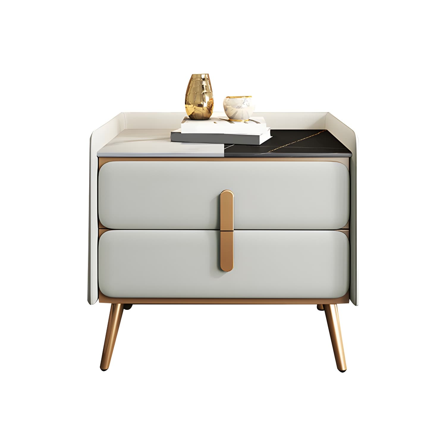 Modern Bedside Cabinet Stone Bed Nightstand with 2 Drawers for Living Room - image 13