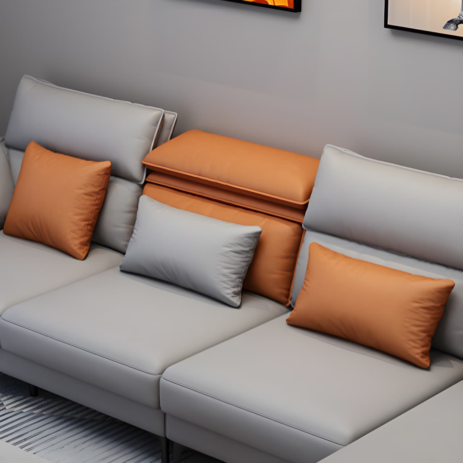 Modern L-Shape Tech Cloth Sofa Chaise with Adjustable Headrests and Storage in 3 Piece Set - image 10