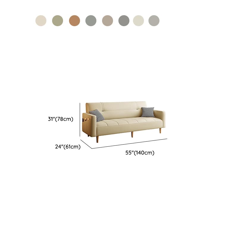 Trendy Solid Color Scratch-immune Convertible Sofa in Grey/Beige/Ecru with Arm, 4-seater/2 People/Seats 3, and 2 Pillows - image 22