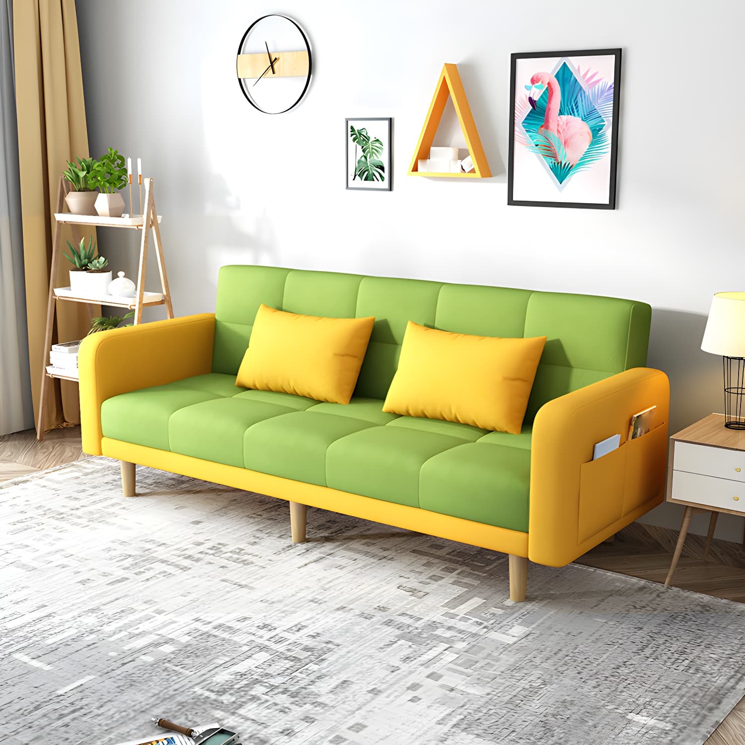 Contemporary Square Arm Sleeper Sofa Biscuit Back Convertible Sofa for Living Room - image 8