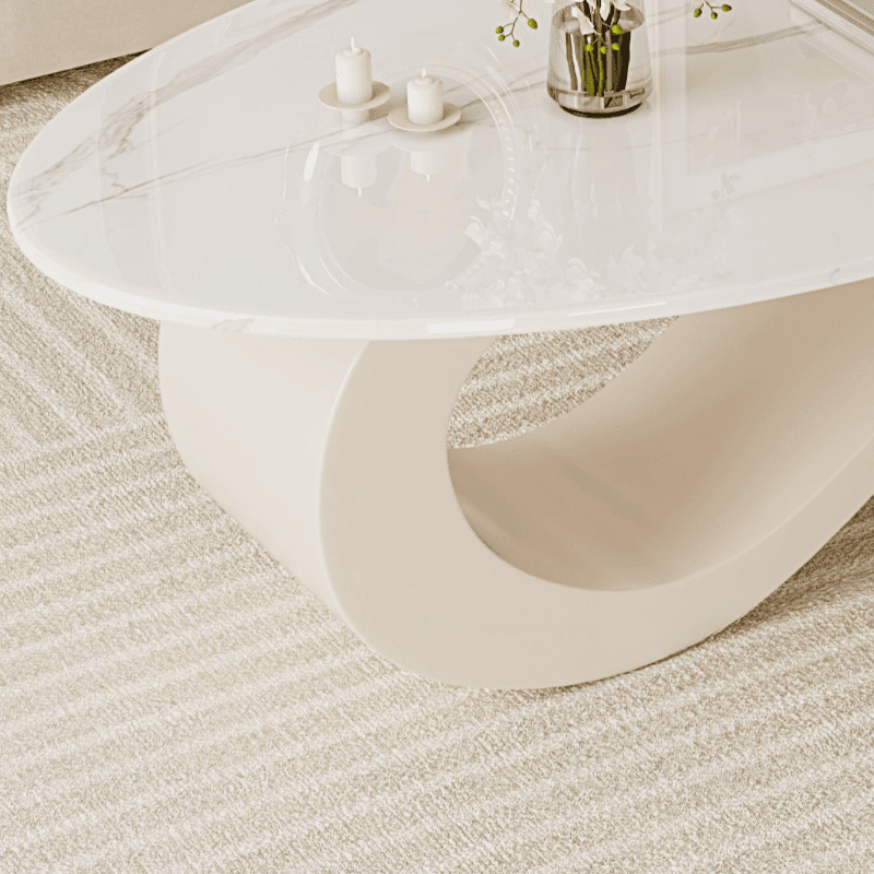 Simple Rock Coffee Table Chalk Scratch-proofed with Oblong/Circular Tabletop & Abstract/Stump Base for Foyer - image 8