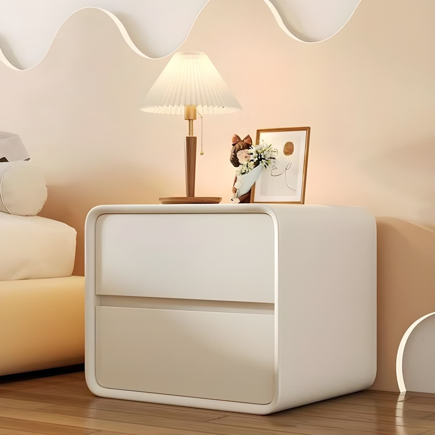 Contemporary Accent Table Nightstand Drawer Storage with 2 Drawers - image 9