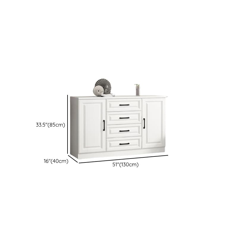 Modern Standalone Timber Utility Cabinet with Storage Drawer and Pull Bars in White - image 12