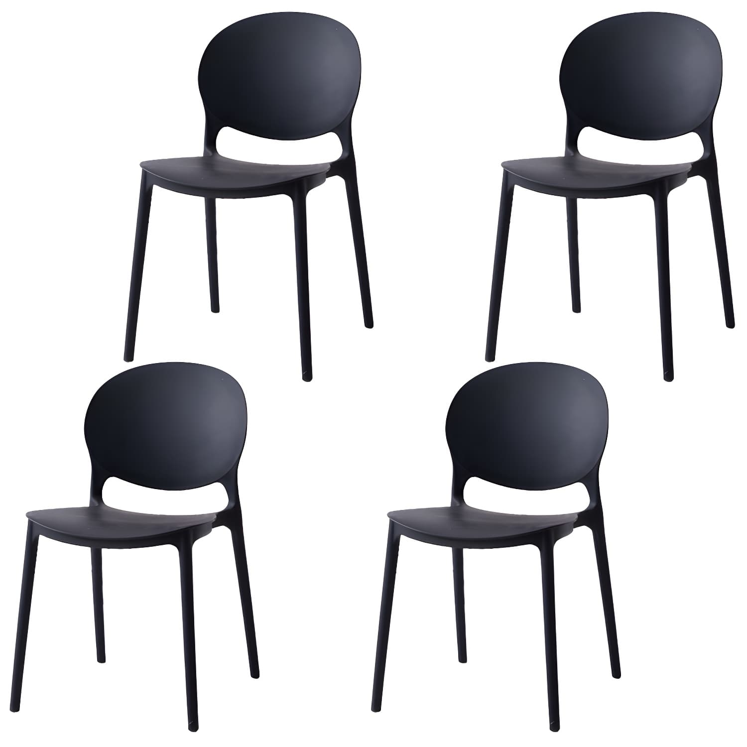 Modern Style Stackable Plastic Chair Open Back Dining Side Chair (Set of 4)