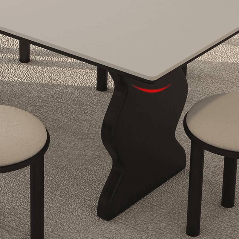 Dining Table Set with Rectangular Shape, Two-sided Pedestal, Fixed Table, Padded Chair with Back, 5-piece in White - image 5