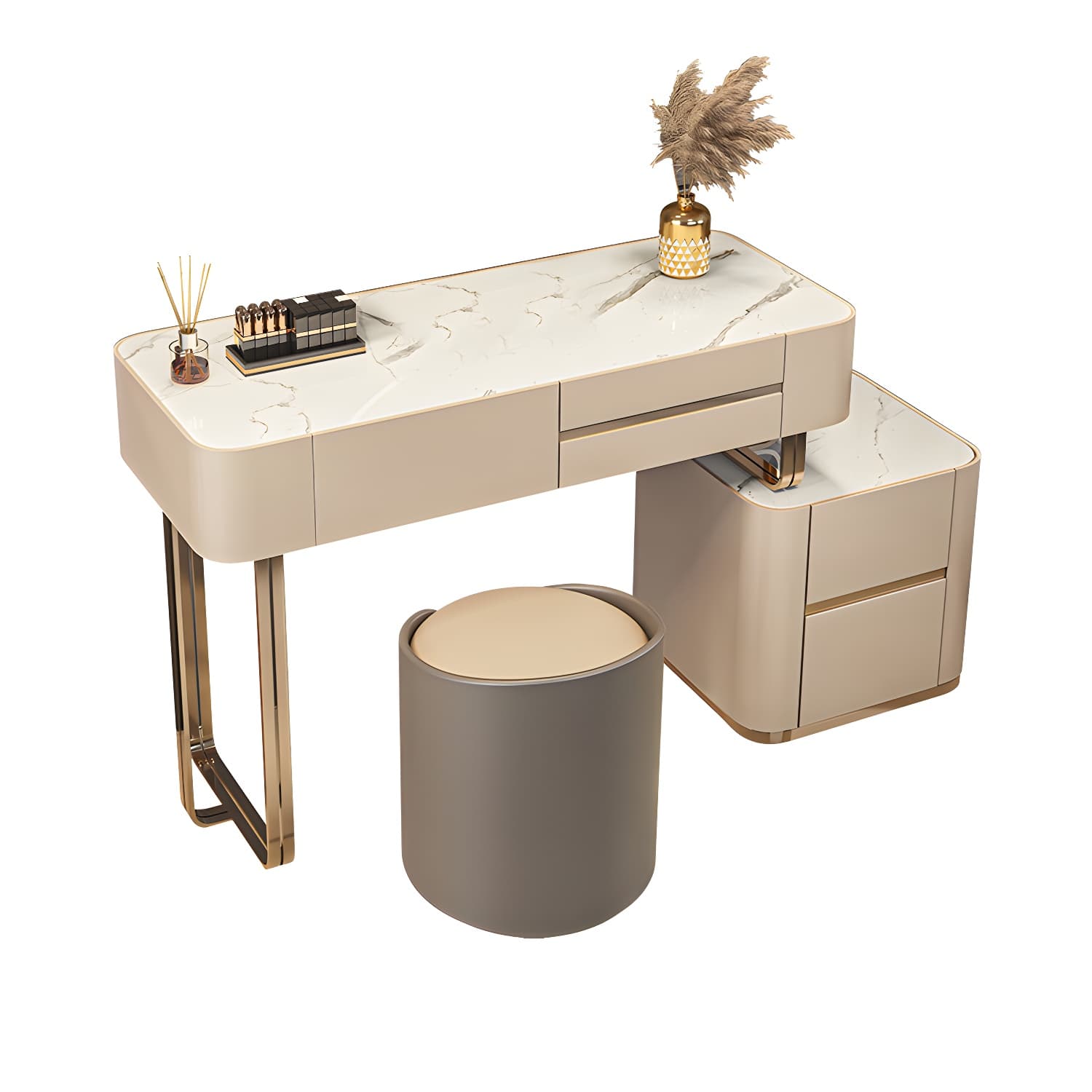 Luxurious Wood and Metal Make-up Vanity 5 Drawers & Lighted Mirror Dressing Table - image 12