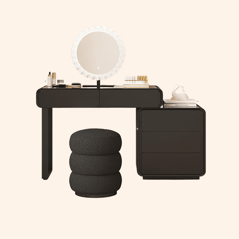 Midnight Black Modish Large/Standard Makeup Vanity with Vitreous Table Top, 8 Drawers/5 Drawers, and Scalable Design - image 4