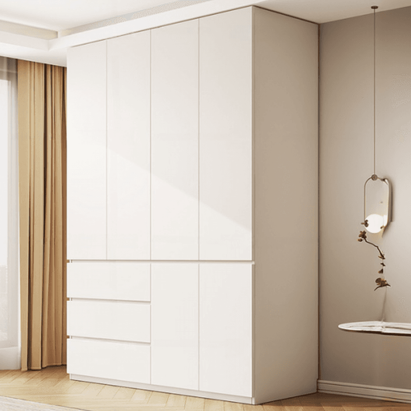 White Modern Simple Style Manufactured Wood Wardrobe Armoire with Soft Close Drawer, Soft Close Door, Interior Shelves, and Hanging Rod - image 3
