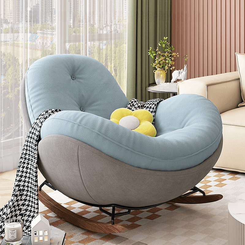 Casual Chalk/Olive Green/Rose Upholstered Living Room Rocking Chair, with Cushioned