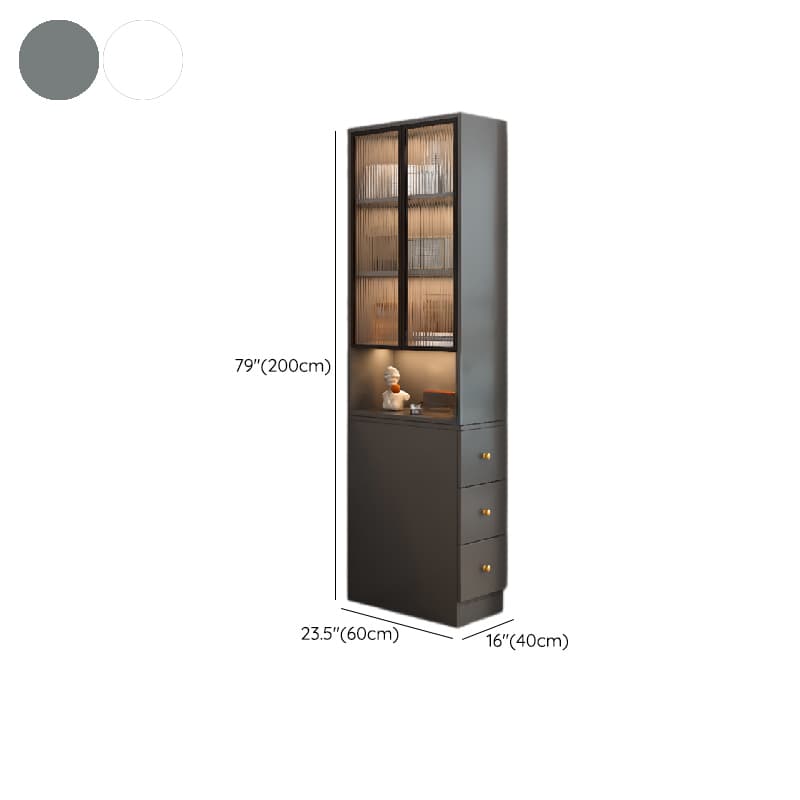 Contemporary Rectangle Utility Cabinet with Locker, Glass Door, Changeable Shelf, Gray/White Top, and Soft Close Drawer - image 15