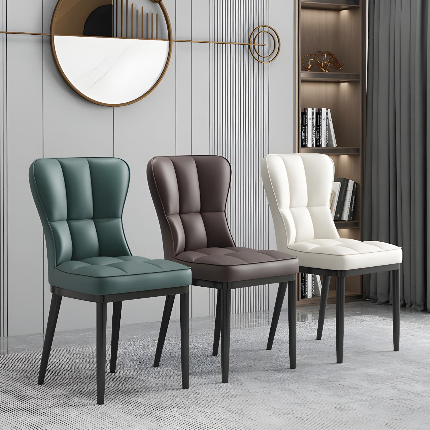 Wingback Faux Leather Side Chair with Standard Back Heights and Metal Legs in Kitchen & Dining - image 11