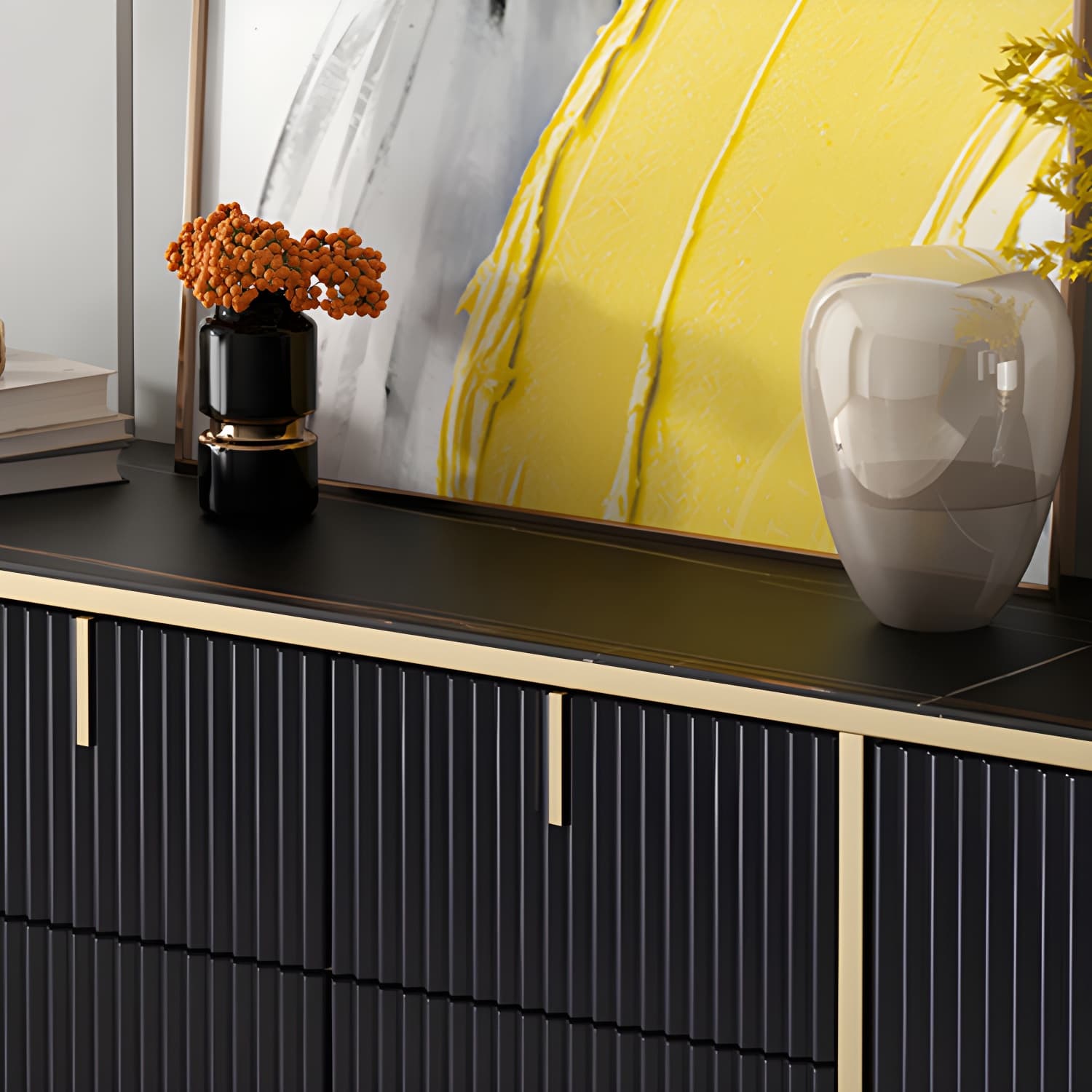 Artificial Wood Sideboard Glam Sideboard with Doors for Living Room - image 11