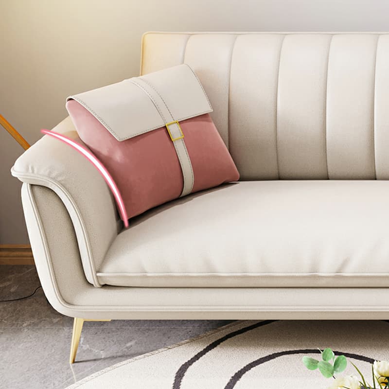 Modern Beige Tech Cloth Sectional Sofa with Flared Arm and Cushion Back - image 6
