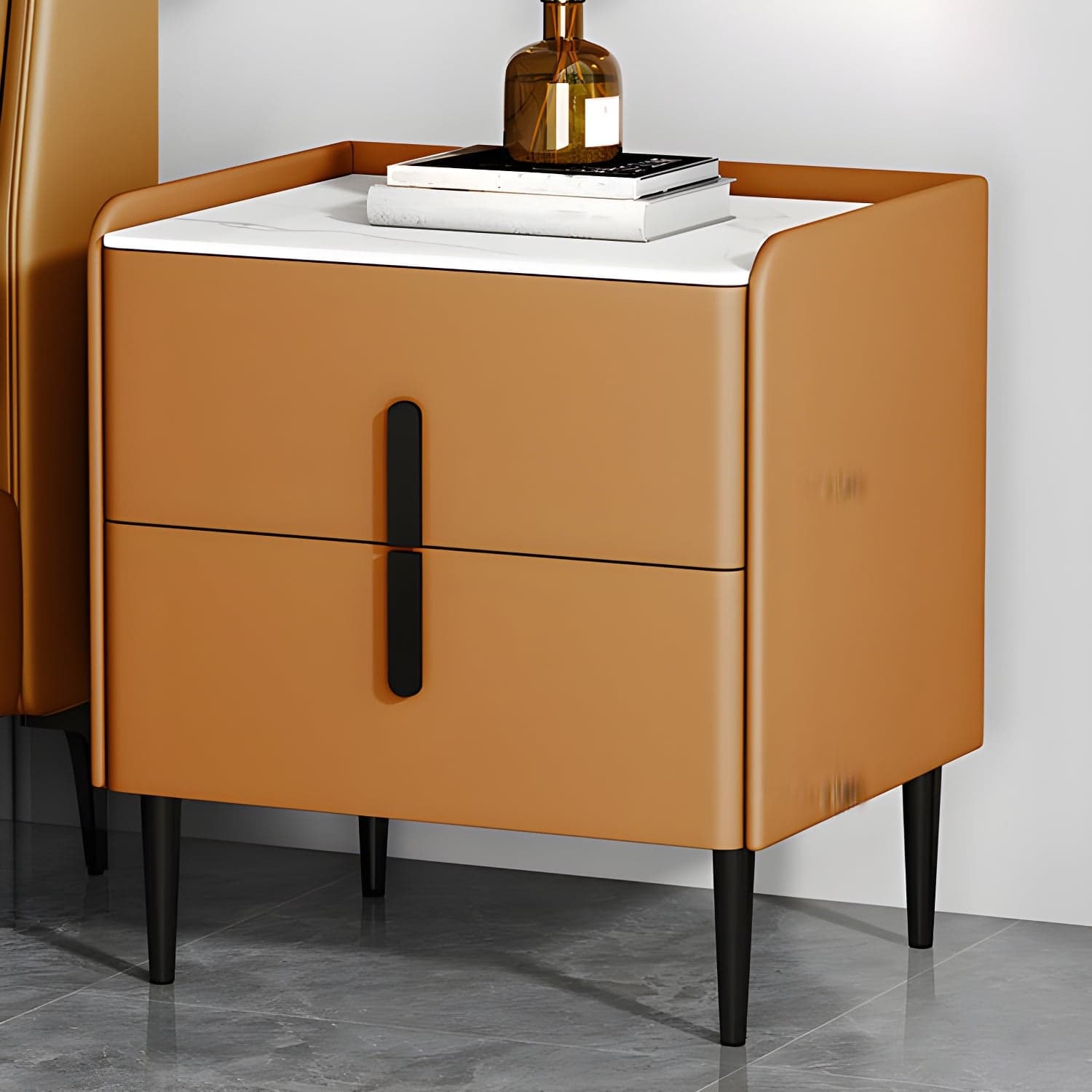 Stone Accent Table Nightstand Modern Bedside Cabinet for Bedroom - image 17