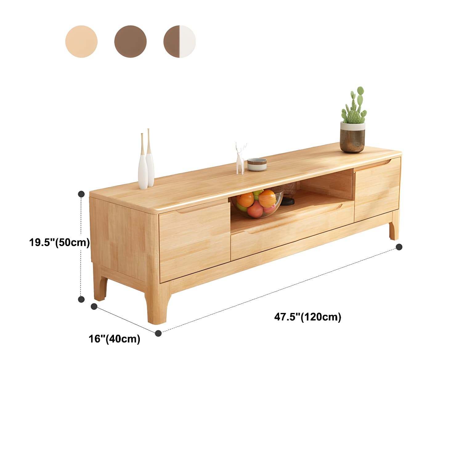 Scandinavian Open Shelf TV Console 2-Cabinet TV Stand with Soft Close Drawers - image 11