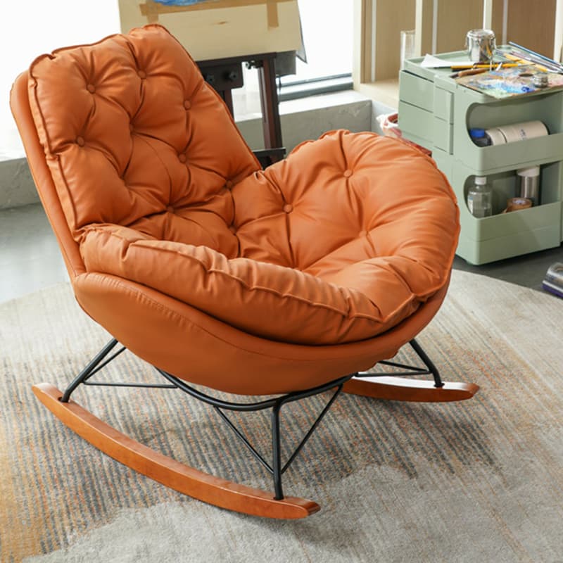 Ergonomic and Stationary Solid Wood Maternity Rocking Chair with Back and Flared Arm - image 8