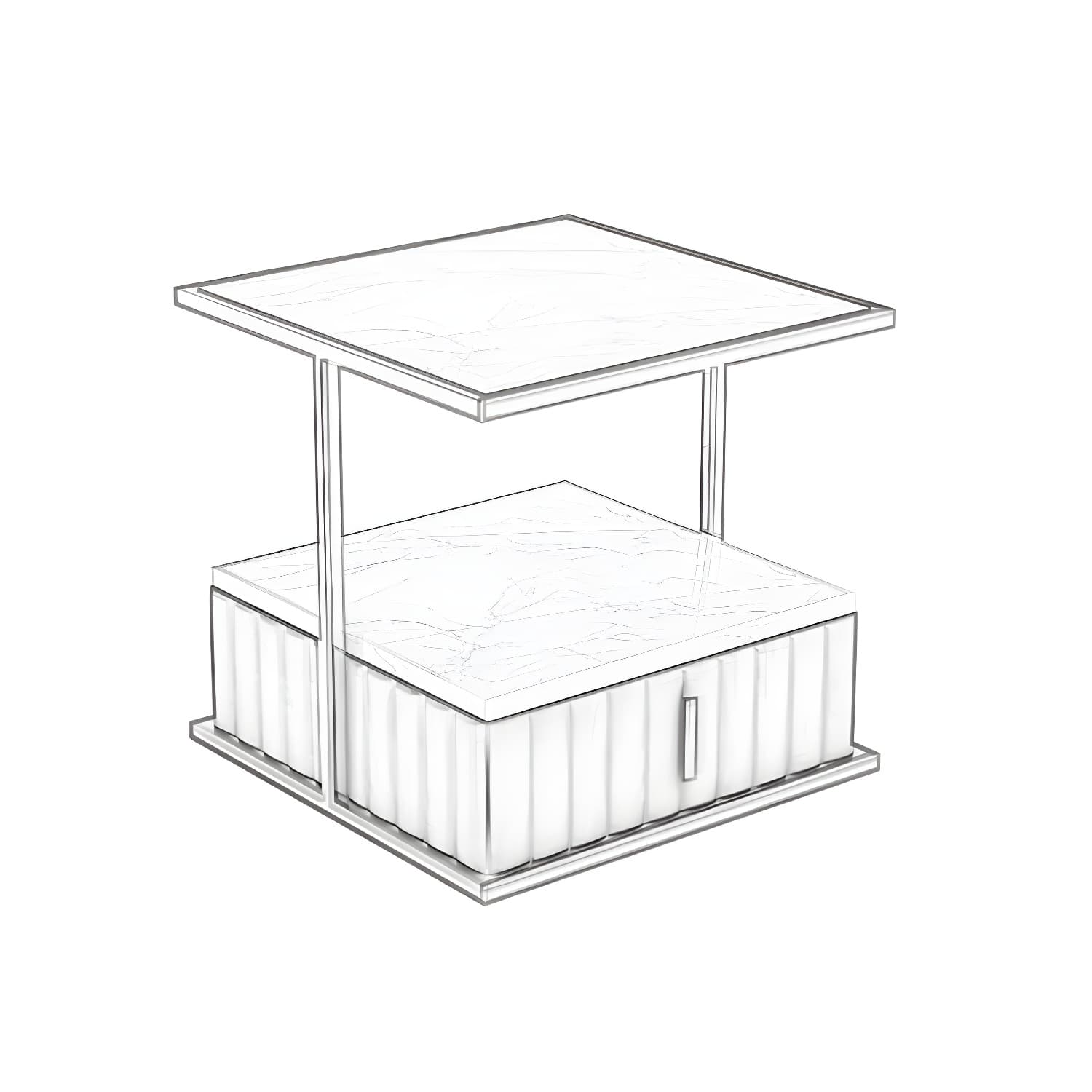 Modern Open Storage Nightstand Stone Top 20 Inch Tall 1-Drawer Night Table - image 10