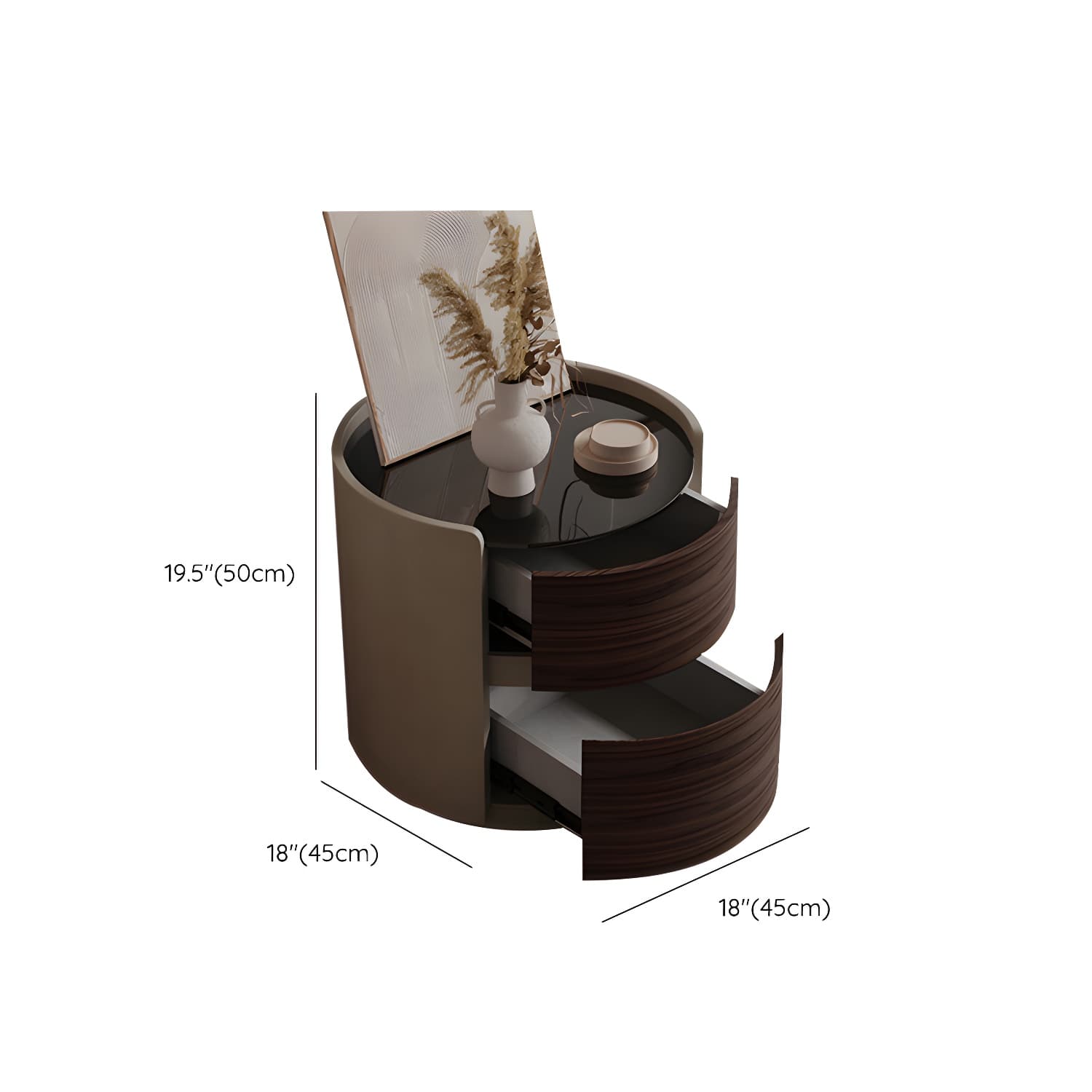 2 Drawers Contemporary Bedside Cabinet Antique Finish Nightstand - image 13