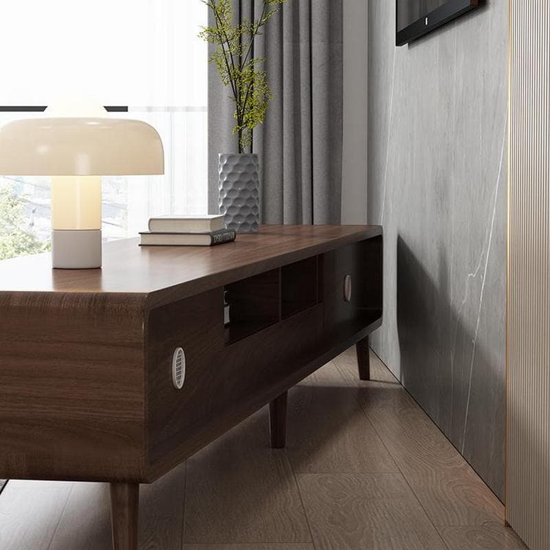 4-Drawer Modern Wood TV Stand with Open Storage and Cable Management - image 9