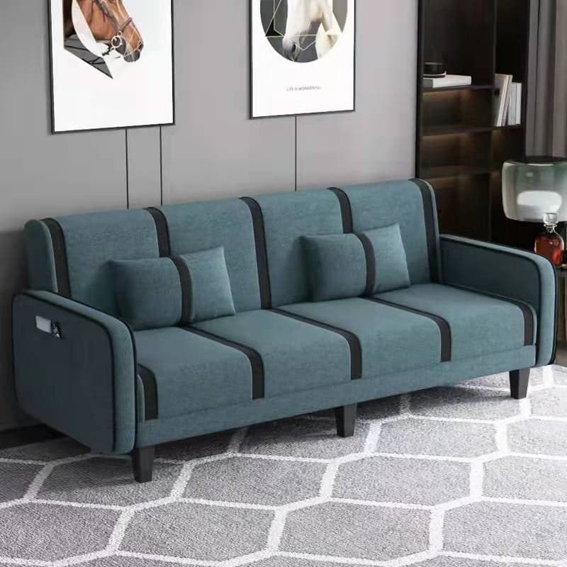 Trendy Solid Color Stain Resistant Standard Sofa/Loveseat in Dark Gray/Cerulean/Light Brown with Arm, Seats 3/2 People, and 2 Pillows - image 13