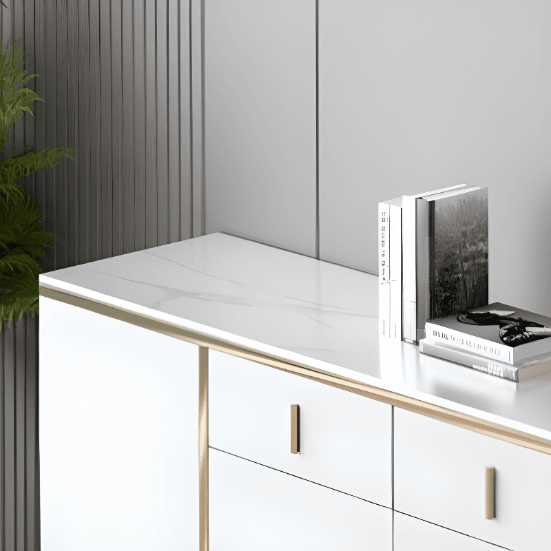 Art Deco Sideboard with 2 Drawers, Narrow/Standard Size, 3 Shelves, Sintered Stone Countertop, 4/3 Doors, Self-supporting - image 8