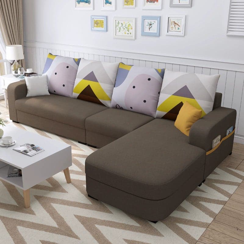 Modern Reversible L-Shape Wooden Frame Sectional Sofa with Square Arm and Storage Included - image 4