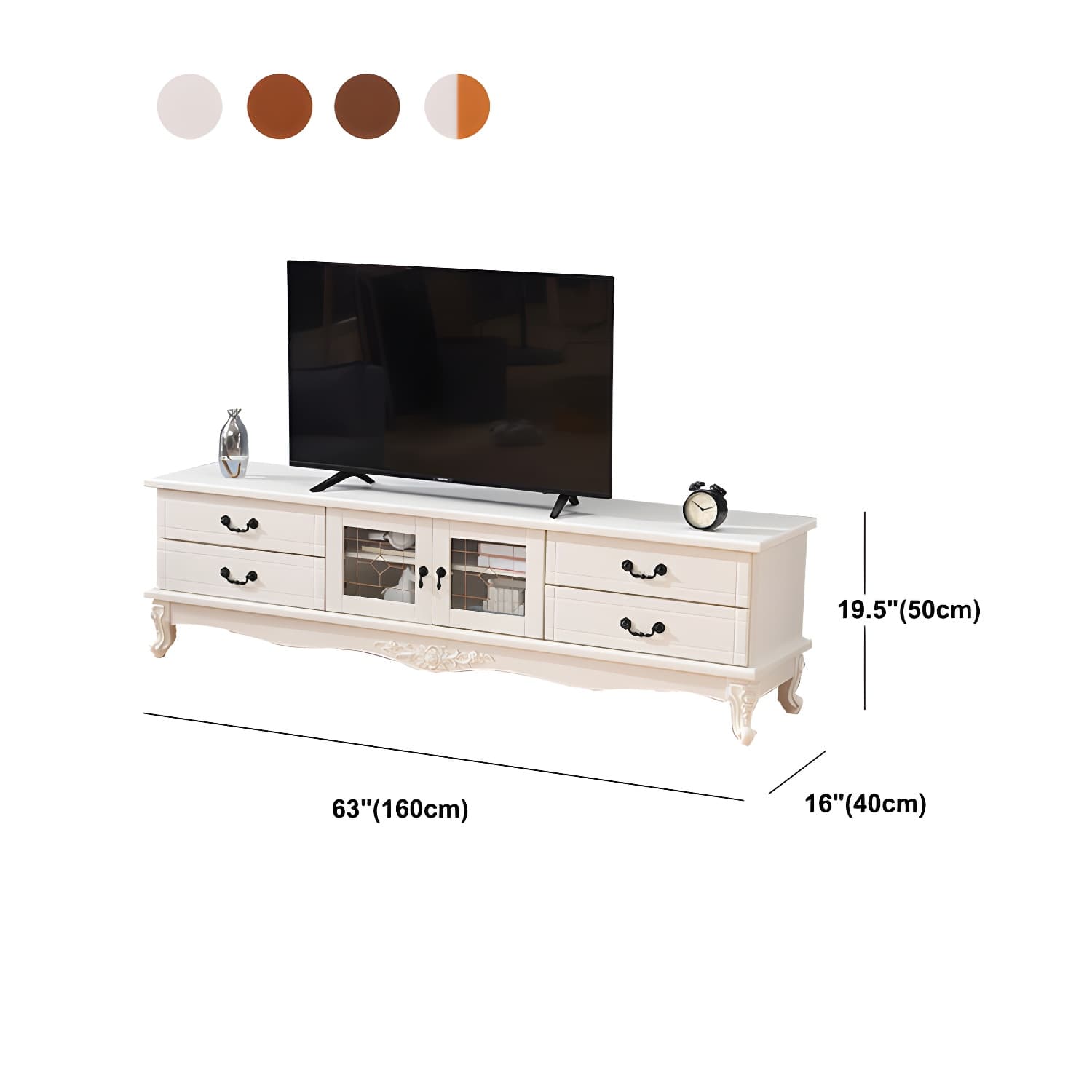 Traditional Solid Wood TV Cabinet Living Room Luxury TV Stand with Glass Doors - image 9