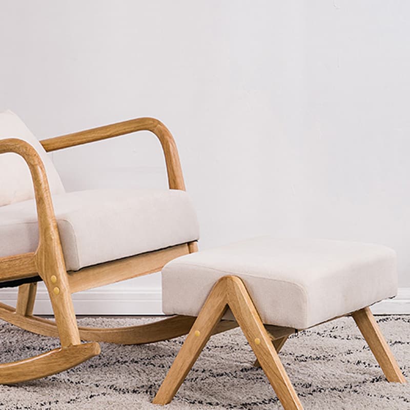 Modern Upholstered Rocking Chair with Natural Wood Legs and Recessed Back Cushion - image 16