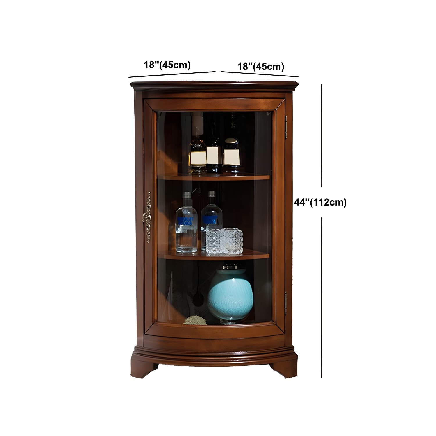 Mid-century Modern Brown Corner Cabinet, Wooden Accent Cabinet with Shelves - image 17
