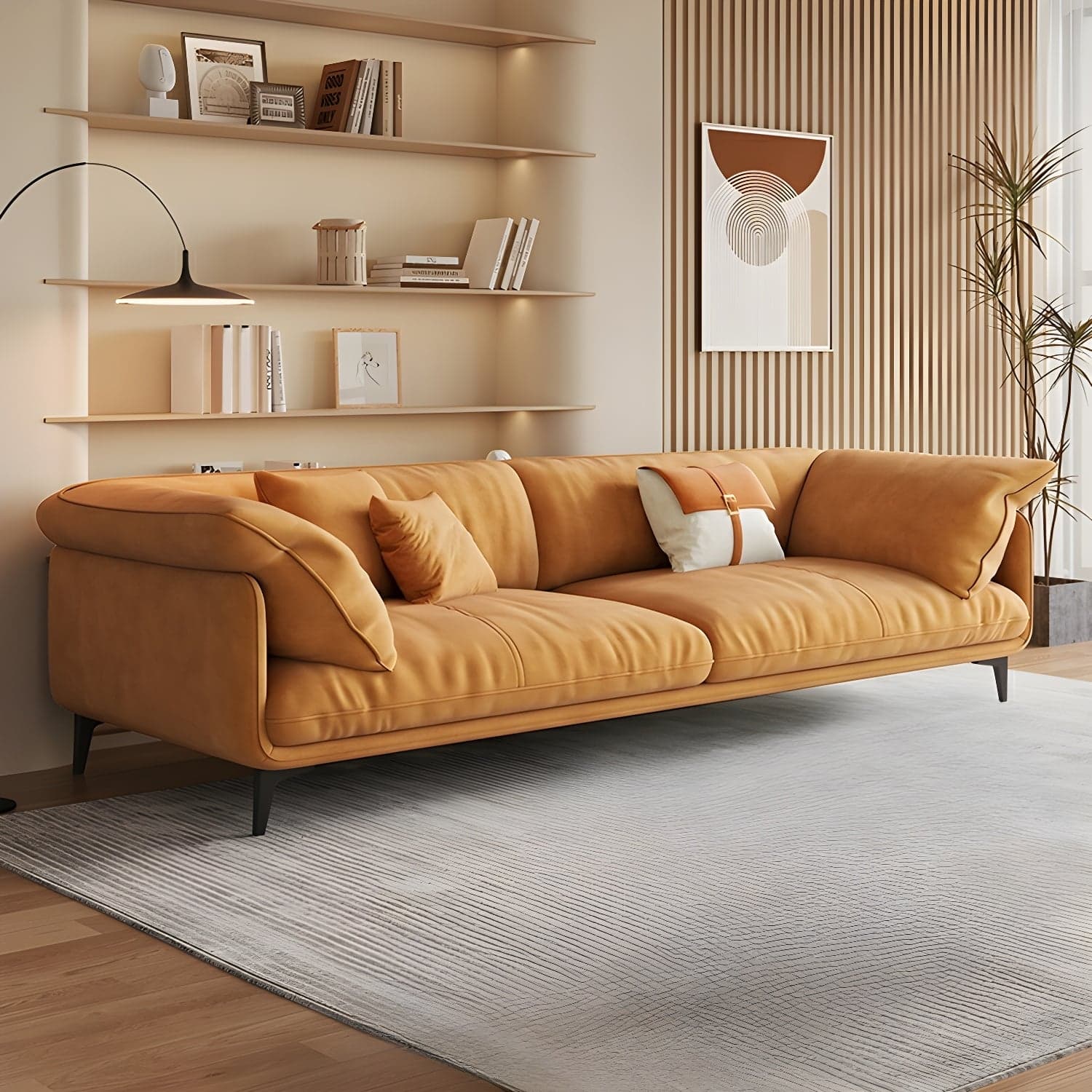 Wood Standard Modern Sofa, 83x35x33 inches Non-Distressed with Pillows, Black Legs - image 5
