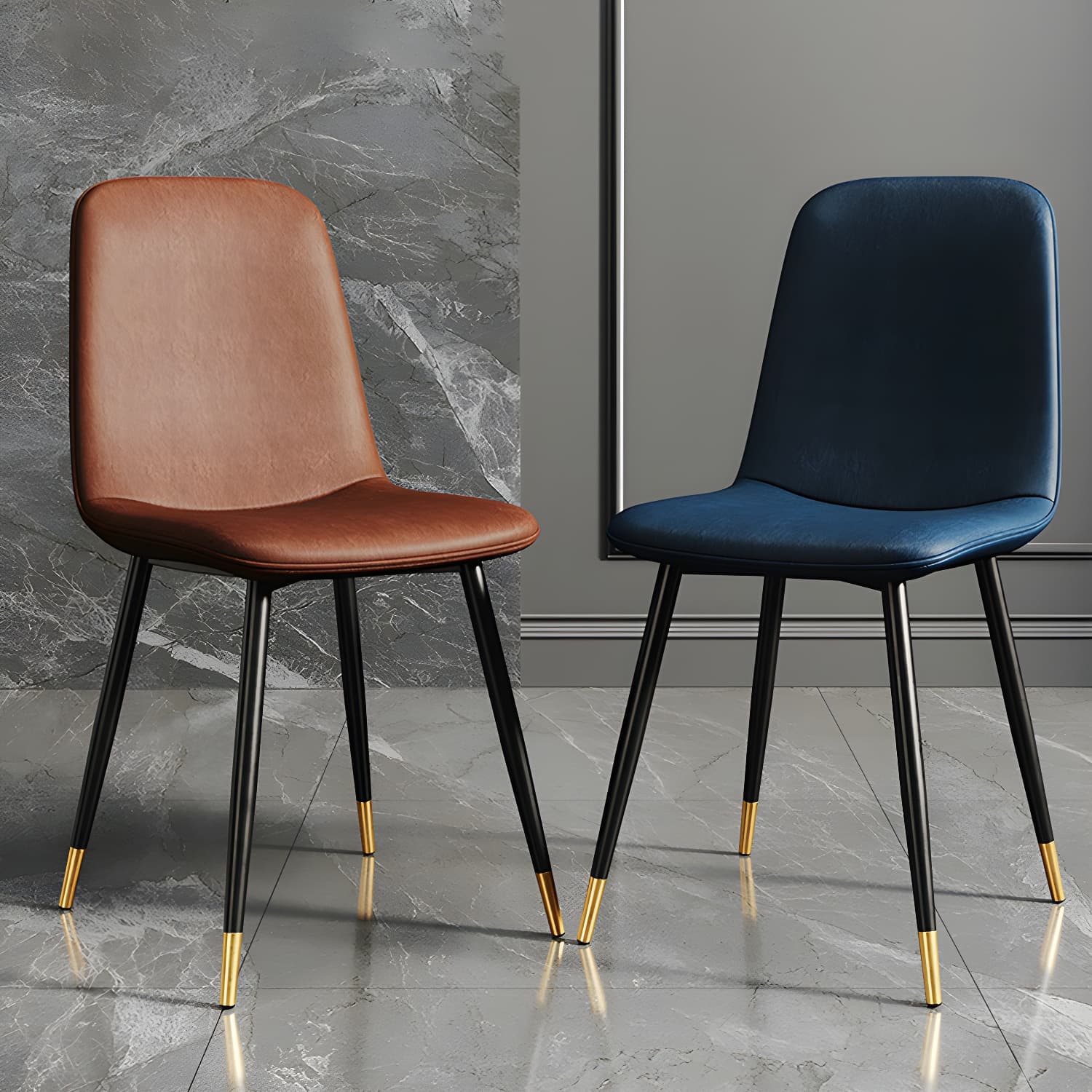 Faux Leather Dining Side Chair with Metal Frame and Low Back - image 8